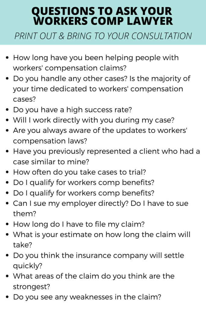 Questions To Ask Your Workers Comp Lawyer