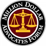 Million Dollar Advocates Forum logo with a balance scale graphic.
